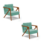 Kit 02 Poltronas Melissa Suede Base De Madeira Castanho D03 -
