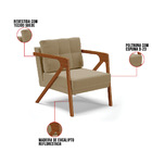 Kit 02 Poltronas Melissa Suede Base De Madeira Castanho D03 -