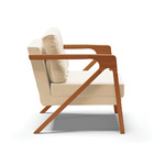 Kit 02 Poltronas Melissa Suede Bege Base De Madeira Castanho