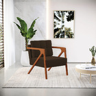 Kit 02 Poltronas Melissa Suede Marrom Base De Madeira Castanho