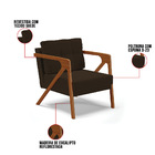 Kit 02 Poltronas Melissa Suede Marrom Base De Madeira Castanho