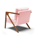 Kit 02 Poltronas Melissa Suede Rosa Bebê Base De Madeira Cast