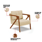 Kit 02 Poltronas Melissa Veludo Luxo Base De Madeira Castanho