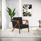 Kit 02 Poltronas Melissa Veludo Preto Base De Madeira Castanho