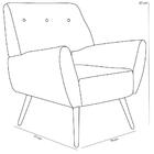 Kit 02 Poltronas Melli Pés Palito Madeira B-304 Veludo Azul M