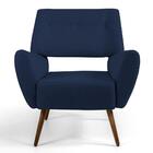 Kit 02 Poltronas Melli Pés Palito Madeira B-304 Veludo Azul M