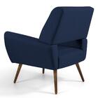 Kit 02 Poltronas Melli Pés Palito Madeira B-304 Veludo Azul M