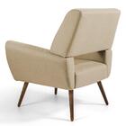 Kit 02 Poltronas Melli Pés Palito Madeira C-129 Linho Bege Es