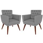 Kit 02 Poltronas Nina Capitonê Cinza