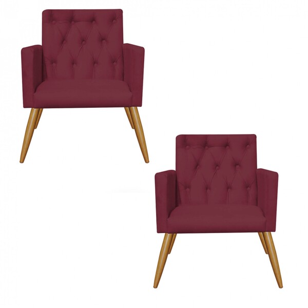 Kit 02 Poltronas Nina Capitonê Decorativa Sala De Estar Recep