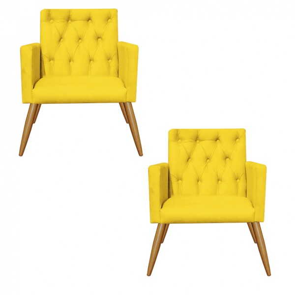 Kit 02 Poltronas Nina Capitonê Decorativa Sala De Estar Recep