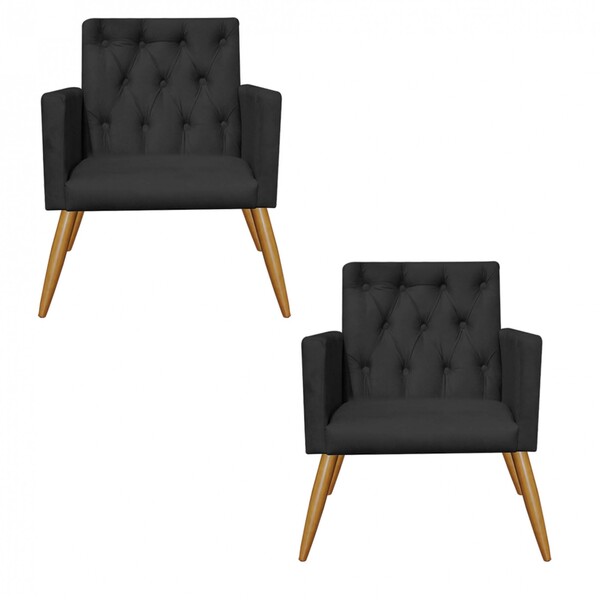 Kit 02 Poltronas Nina Capitonê Decorativa Sala De Estar Recep