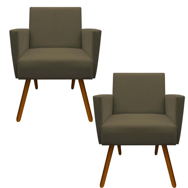 Kit 02 Poltronas Nina Decorativa Escritorio Suede Marrom Rato