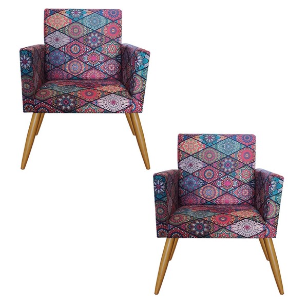 Kit 02 Poltronas Nina Decorativa Sala De Estar Recepção Manda