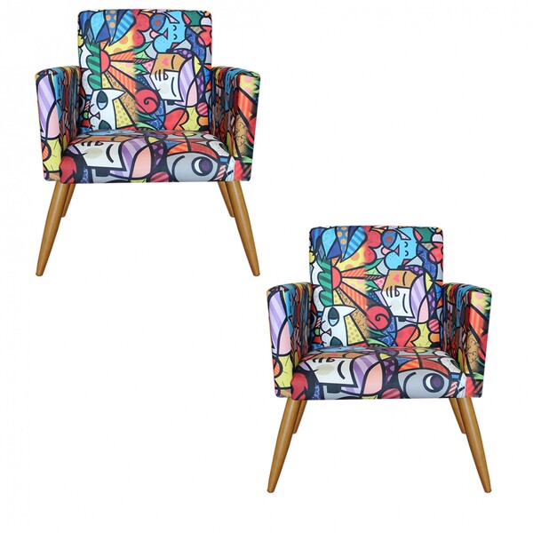 Kit 02 Poltronas Nina Decorativa Sala De Estar Recepção Romer