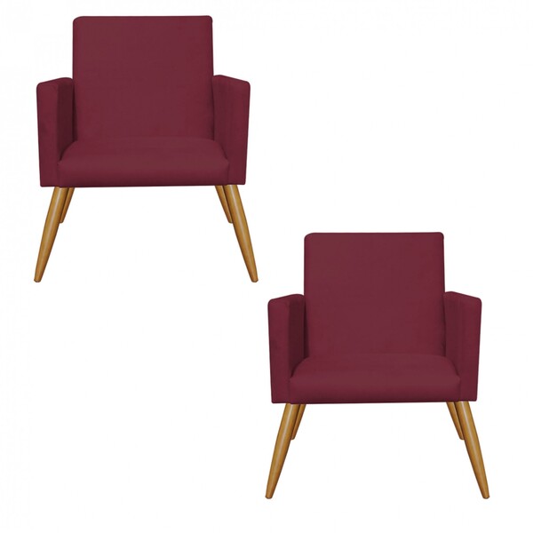 Kit 02 Poltronas Nina Decorativa Sala De Estar Recepção Suede