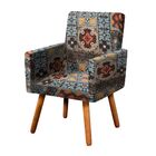 Kit 02 Poltronas Nina Estampado Azulejo D06 Pés Palito Castan