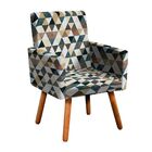 Kit 02 Poltronas Nina Estampado Triangulo Bege D87 Pés Palito