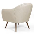 Kit 02 Poltronas Nina Pés Palito Madeira C-107 Linho Bege - D