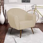 Kit 02 Poltronas Nina Pés Palito Madeira C-129 Linho Bege Esc