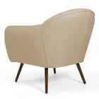 Kit 02 Poltronas Nina Pés Palito Madeira C-129 Linho Bege Esc