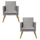 Kit 02 Poltronas Nina Rodapé Sala De Estar Recepção Corino Ci