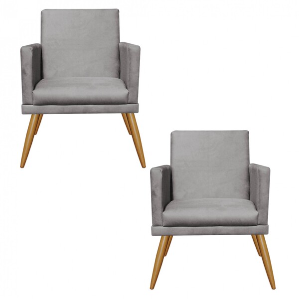 Kit 02 Poltronas Nina Rodapé Sala De Estar Recepção Corino Ci