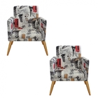 Kit 02 Poltronas Nina Rodapé Sala De Estar Recepção Escritóri