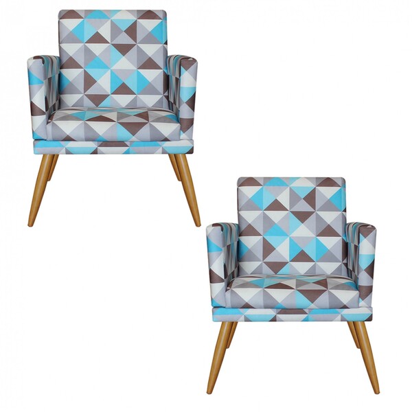 Kit 02 Poltronas Nina Rodapé Sala De Estar Recepção Triângulo