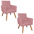 Kit 02 Poltronas Nina Suede Rose Pes Pal