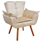 Kit 02 Poltronas Opala Acetinado Bege Pés Palito Castanho D'r