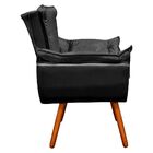 Kit 02 Poltronas Opala Acetinado Preto Pés Palito Castanho D'