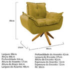 Kit 02 Poltronas Opala Base Giratória De Madeira Suede Amarel