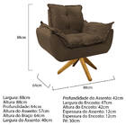Kit 02 Poltronas Opala Base Giratória De Madeira Suede Marrom