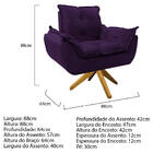 Kit 02 Poltronas Opala Base Giratória De Madeira Suede Roxo -