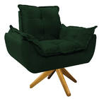 Kit 02 Poltronas Opala Base Giratória De Madeira Suede Verde