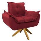 Kit 02 Poltronas Opala Base Giratória De Madeira Suede Vermel