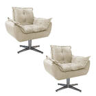 Kit 02 Poltronas Opala Base Giratória De Metal Corano - Doce