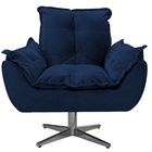 Kit 02 Poltronas Opala Base Giratória De Metal Suede Azul Mar