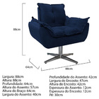 Kit 02 Poltronas Opala Base Giratória De Metal Suede Azul Mar
