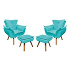 Kit 02 Poltronas Opala Com 02 Puffs Opala Corino Pés Palito C