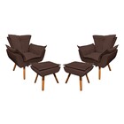 Kit 02 Poltronas Opala Com 02 Puffs Opala Corino Pés Palito C