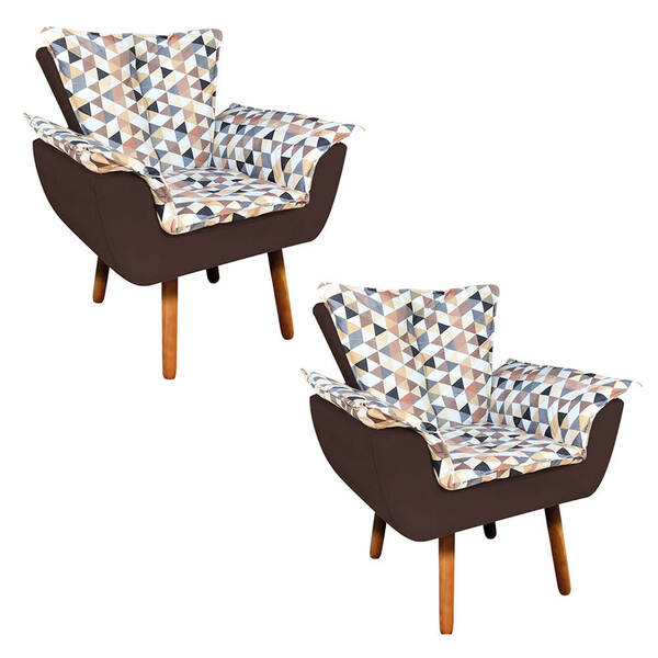 Kit 02 Poltronas Opala Composê D87 Com Suede Pés Palito Pés P