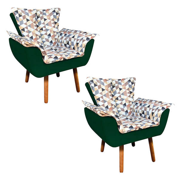 Kit 02 Poltronas Opala Composê D87 Com Suede Pés Palito Pés P