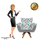 Kit 02 Poltronas Opala Composê Suede Com Estampado Traçado Az