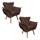 Kit 02 Poltronas Opala Corino Pés Palito Castanho - D'rossi -