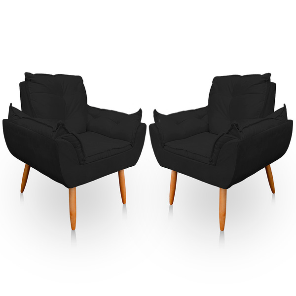 Kit 02 Poltronas Opala Decorativas Para Sala E Quarto Pés Pal