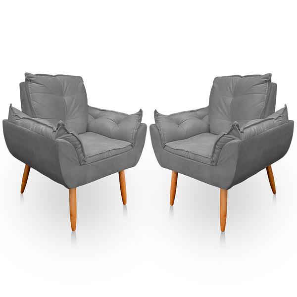 Kit 02 Poltronas Opala Decorativas Para Sala E Quarto Pés Pal