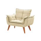 Kit 02 Poltronas Opala Decorativas Suede Bege Para Sala E Qua