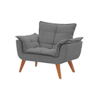 Kit 02 Poltronas Opala Decorativas Suede Cinza Para Sala E Qu